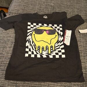 Wonder Nation Black Tee with Yellow Dripping Smiley